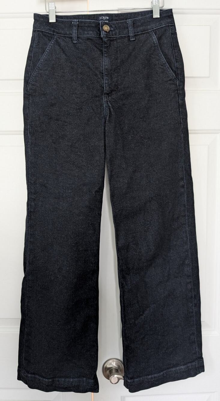 J. Crew Factory Dark Wash High Rise Wide Leg Trouser Jeans